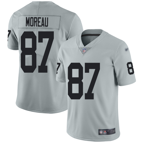 Men Oakland Raiders Limited Silver Foster Moreau Jersey NFL Football 87 Inverted Legend Jersey